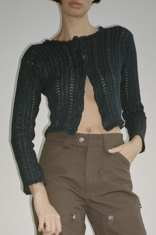 Bonnie Tuck Stitch Cardigan in By-The-Wind-Sailor