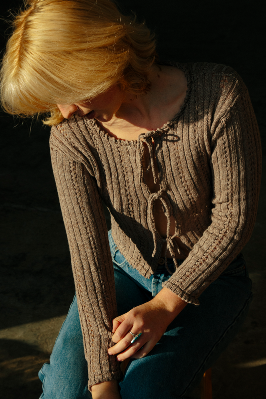 Bonnie Tuck Stitch Cardigan in Wet Sand