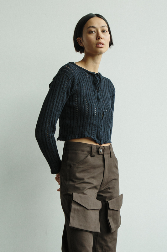 Bonnie Tuck Stitch Cardigan in By-The-Wind-Sailor